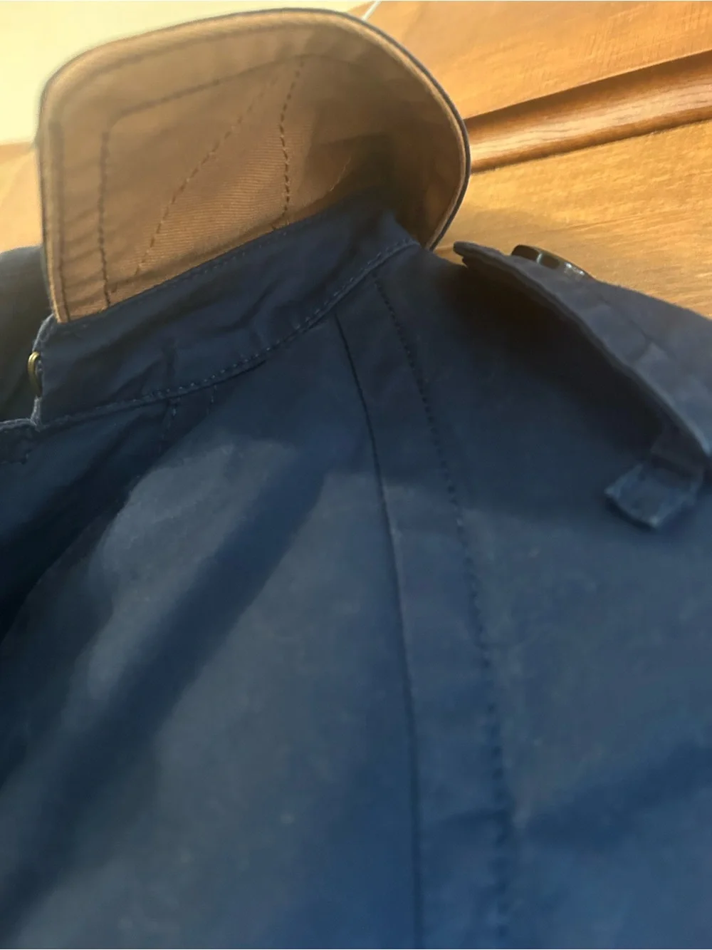 Coach Navy Double-Breasted Short Trench